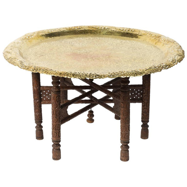 Elegant Antique Brass Tray Table