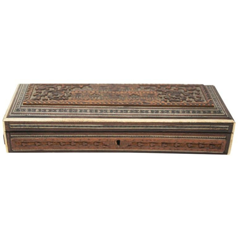 Fine Antique Anglo Indian Mughal Carved Box