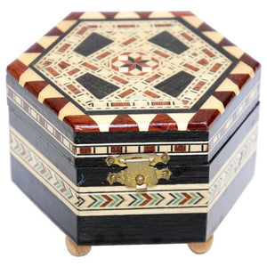 Mosaic Marquetry Octagonal Music Box Granada Moorish Spain