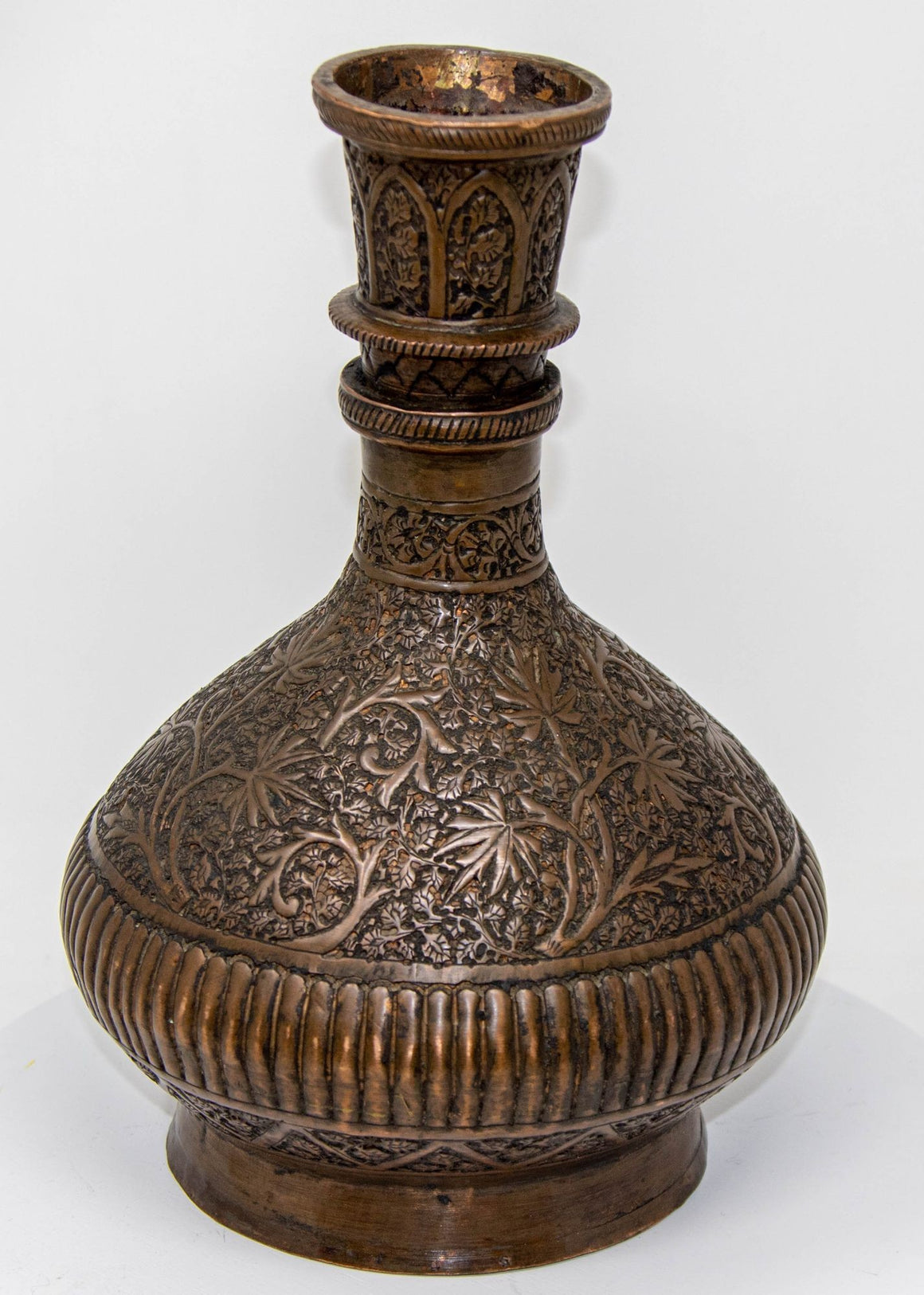 Antique Tinned Copper Indo-Persian Islamic Vase 19th Century