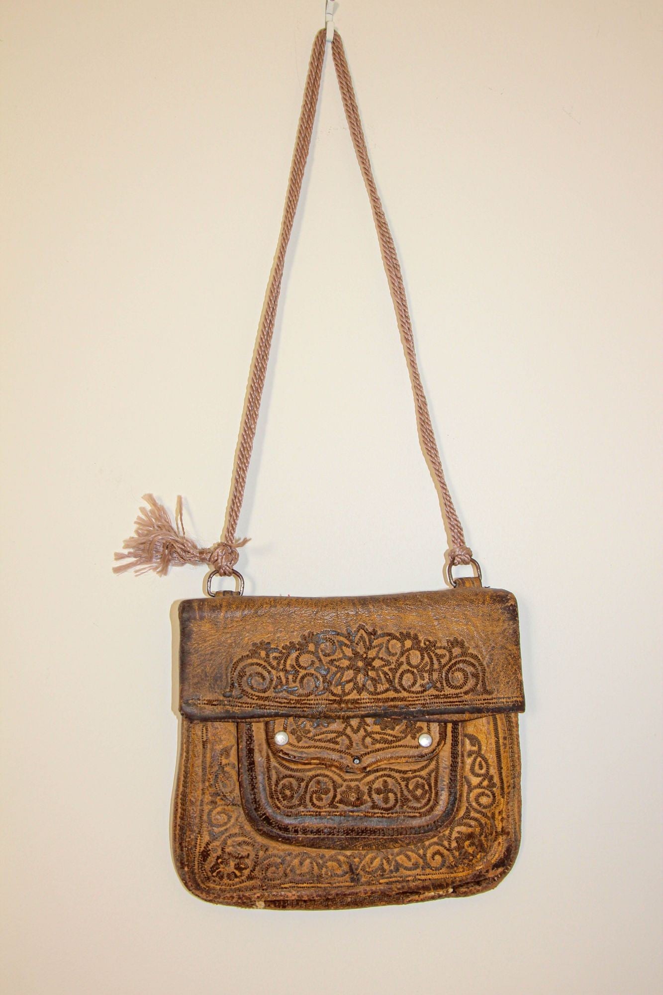 Buy 70s Vintage Hand Tooled Leather Bag Online in India - Etsy