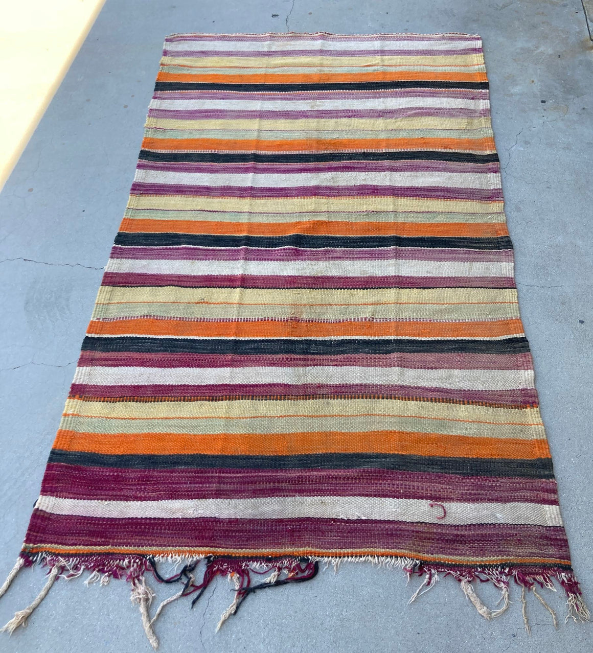 1960s Moroccan Tribal Rug Handwoven North African Ethnic Textile Floor Covering