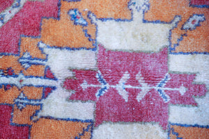 1960s Moroccan Berber Rug Burnt Orange Blue Cream and Pink