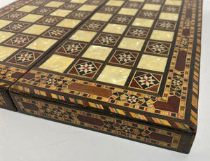 Middle Eastern Mosaic Wooden Inlaid Marquetry Box for Game Chess and Backgammon