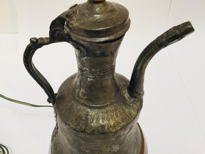 19th Century Middle Eastern Dallah Arabic Copper Coffee Pot Table Lamp