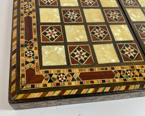 Middle Eastern Mosaic Wooden Inlaid Marquetry Box for Game Chess and Backgammon