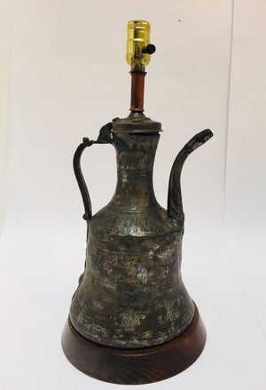 19th Century Middle Eastern Dallah Arabic Copper Coffee Pot Table Lamp