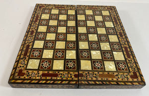 Middle Eastern Mosaic Wooden Inlaid Marquetry Box for Game Chess and Backgammon