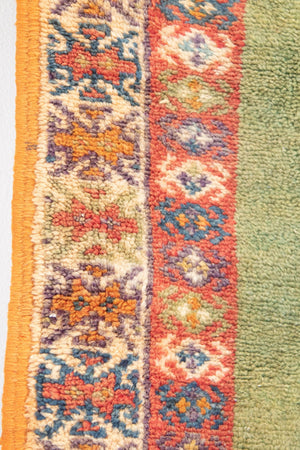 Vintage Moroccan Beni Mguild Berber Green and Orange Rug 1960s