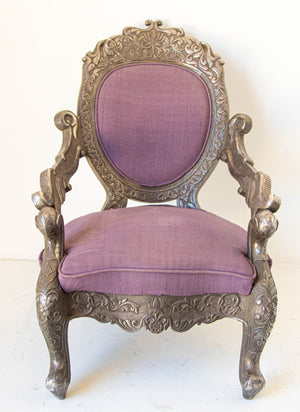 Anglo Indian Armchair Throne Silver Embossed Throne 19th Century