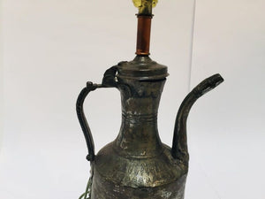 19th Century Middle Eastern Dallah Arabic Copper Coffee Pot Table Lamp