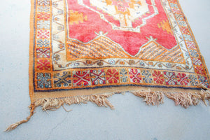 1960s Moroccan Berber Rug Burnt Orange Blue Cream and Pink