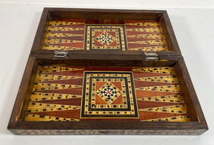 Middle Eastern Mosaic Wooden Inlaid Marquetry Box for Game Chess and Backgammon