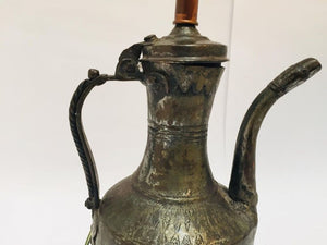 19th Century Middle Eastern Dallah Arabic Copper Coffee Pot Table Lamp