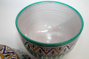 Moroccan Ceramic Covered Jar Handcrafted in Fez Morocco 1950s