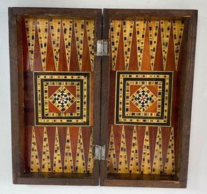 Middle Eastern Mosaic Wooden Inlaid Marquetry Box for Game Chess and Backgammon