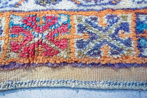 1960s Moroccan Berber Rug Burnt Orange Blue Cream and Pink