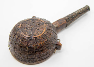 Antique African Moroccan Tribal Wood Flask 19th C.