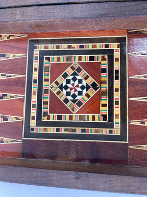 Middle Eastern Mosaic Wooden Inlaid Marquetry Box for Game Chess and Backgammon