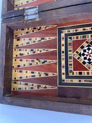 Middle Eastern Mosaic Wooden Inlaid Marquetry Box for Game Chess and Backgammon