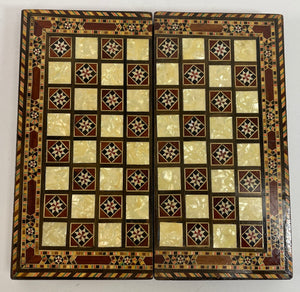 Middle Eastern Mosaic Wooden Inlaid Marquetry Box for Game Chess and Backgammon