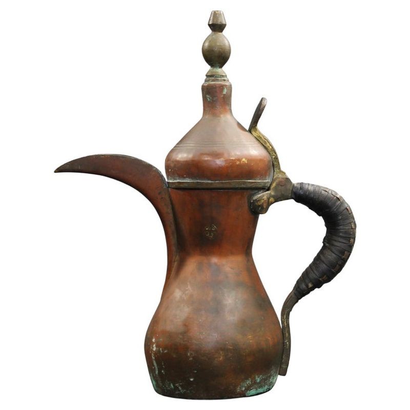 Antique Brass Middle Eastern Dallah Arabic Coffee Pot - E-mosaik