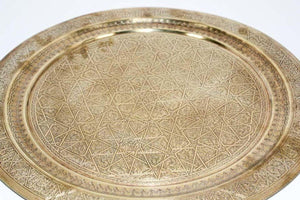 Middle Eastern Islamic Vintage Round Brass Hanging Tray - E-mosaik