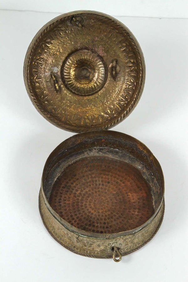 Vintage India PANDAN Hammered Copper Bronze Betel Nut Box Container hotsell W/Handle