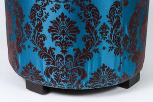 Contemporary Royal Blue Upholstered Round Stools