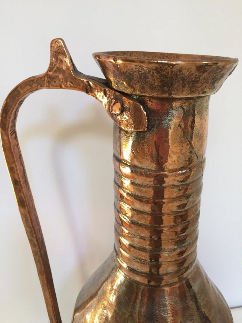 Antique 19th Century Middle Eastern Qajar Brass Jug - E-mosaik