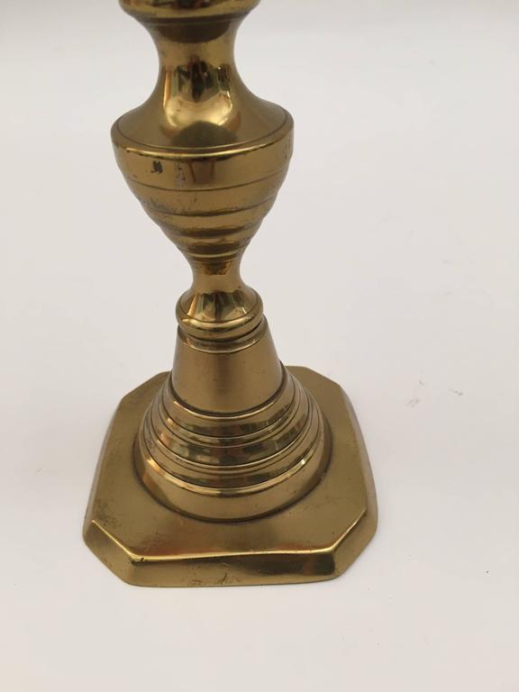 Sold at Auction: PAIR OF ENGLISH BRASS PUSH-UP CANDLESTICKS 19th Century  Heights 7.5”.