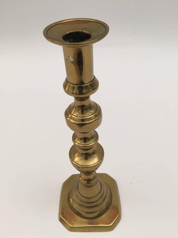 English Antique Victorian Brass Candlestick Holder Pair 9 – Olde