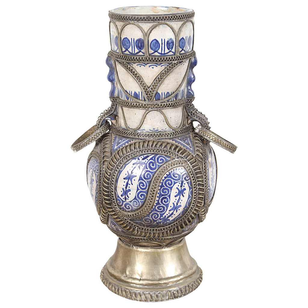 Antique Moroccan Ceramic Vase from Fez - E-mosaik