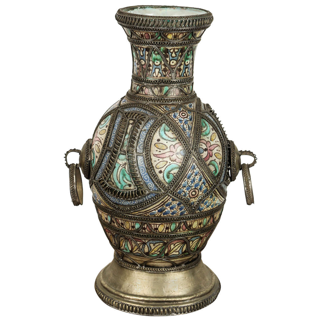 Moroccan Antique Ceramic Vase from Fez - E-mosaik